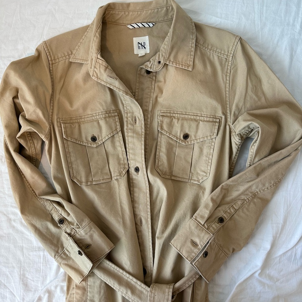 Gap chino Cotton button down trench coat beige
